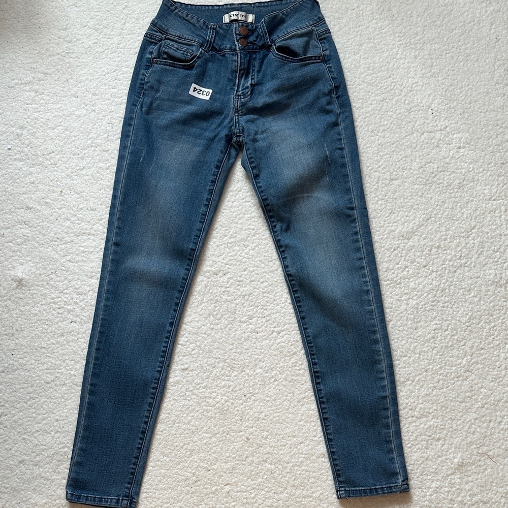 C’est Toi jeans women 5 Junior blue distressed high waisted skinny casual school